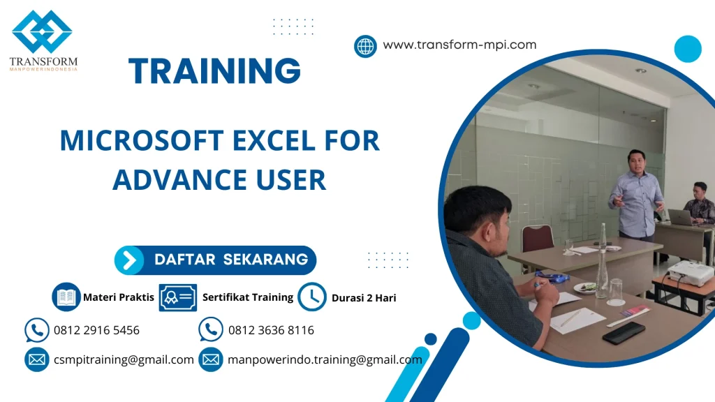 TRAINING MICROSOFT EXCEL FOR ADVANCE USER