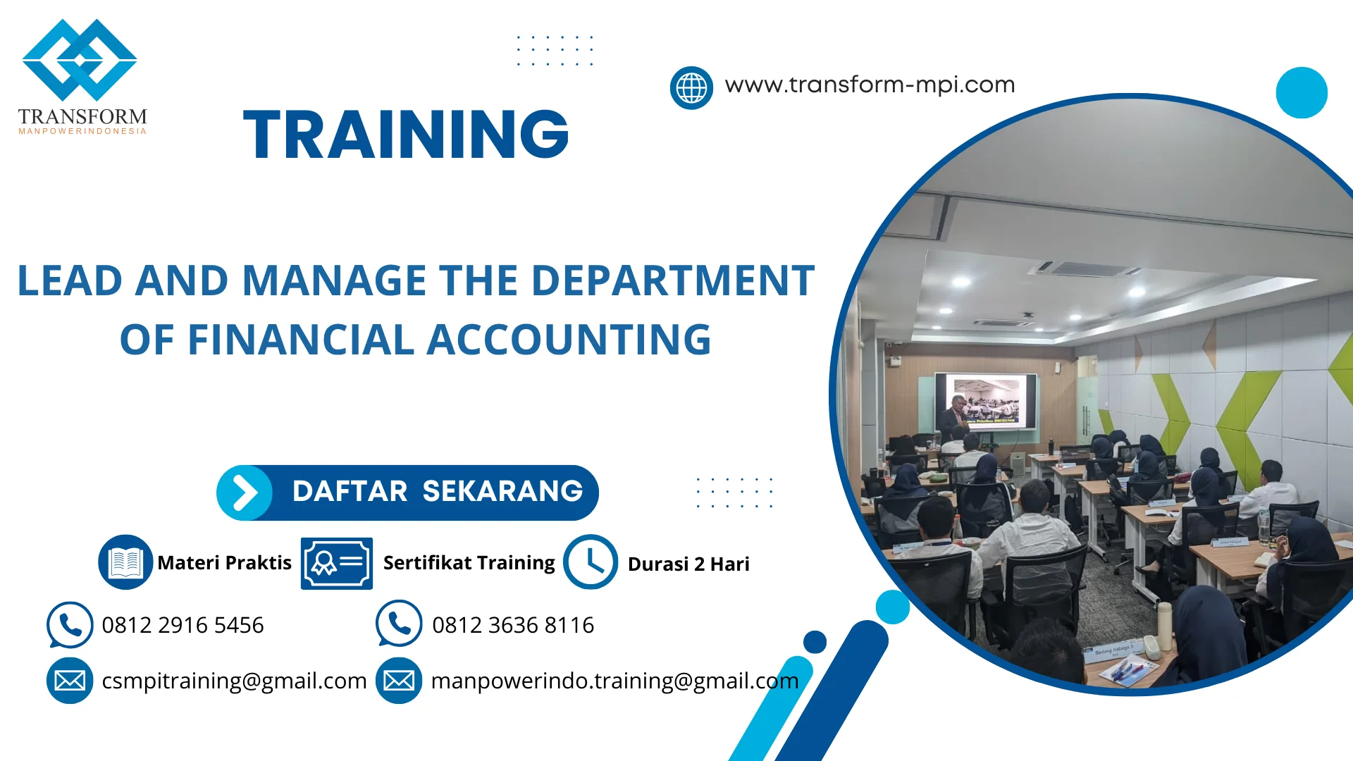 TRAINING LEAD AND MANAGE THE DEPARTMENT OF FINANCIAL ACCOUNTING