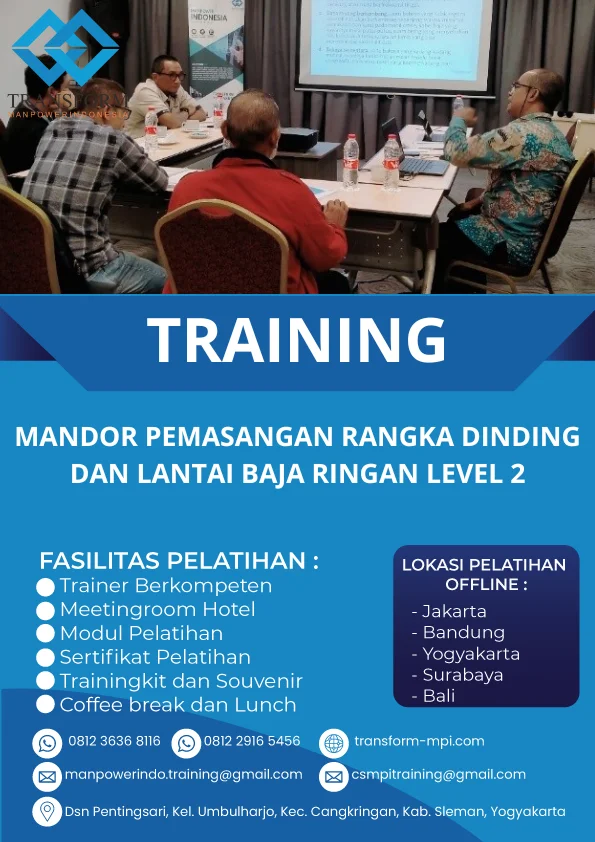 TRAINING MANDOR PEMASANGAN RANGKA DINDING DAN LANTAI BAJA RINGAN LEVEL 2