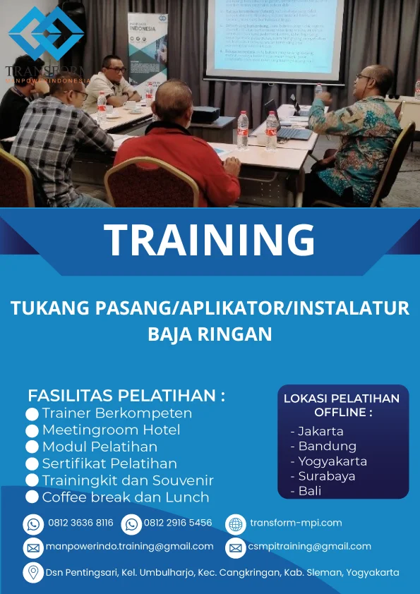 TRAINING TUKANG PASANG/APLIKATOR/INSTALATUR BAJA RINGAN