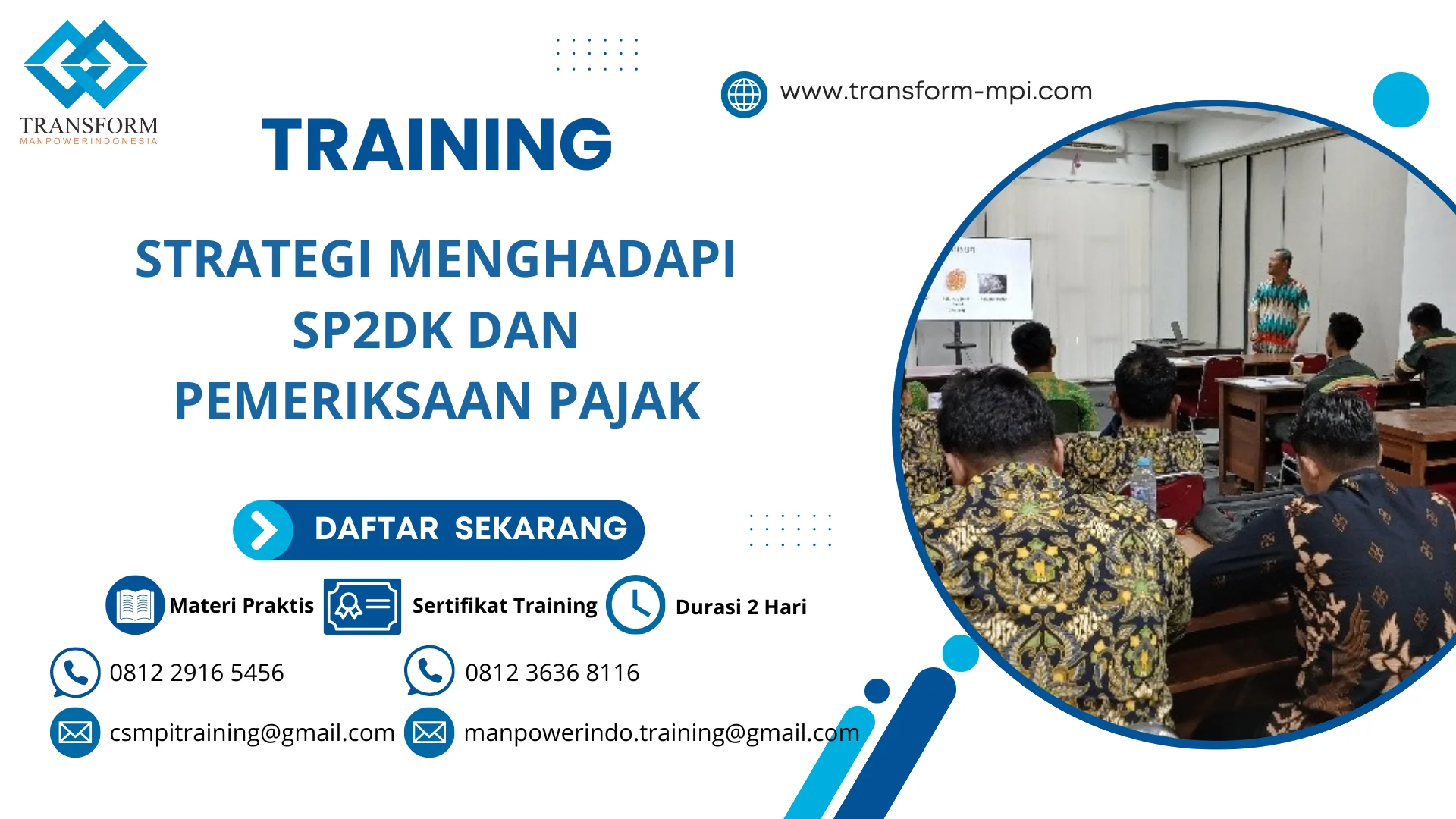 TRAINING STRATEGI MENGHADAPI SP2DK DAN PEMERIKSAAN PAJAK