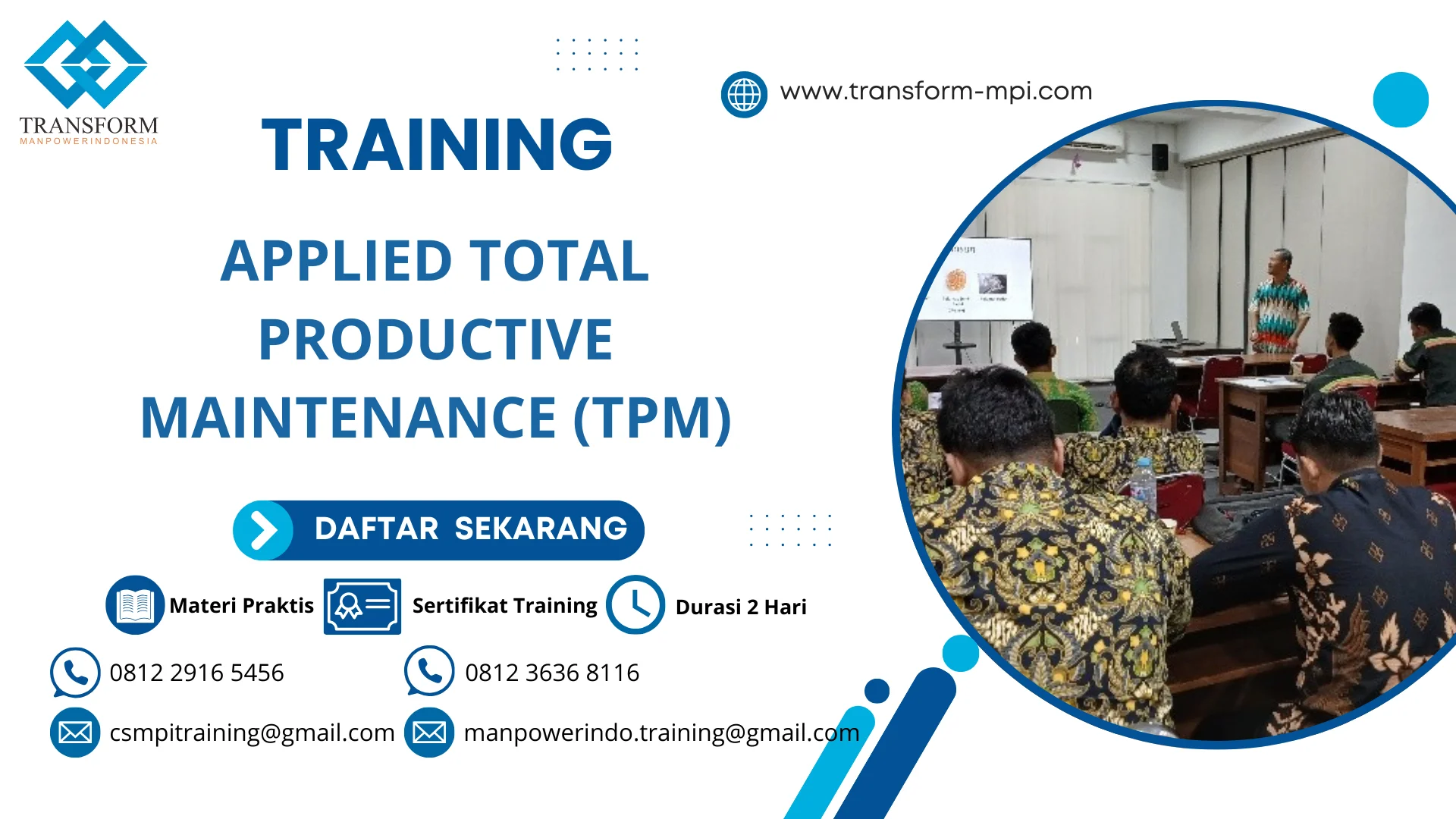 TRAINING APPLIED TOTAL PRODUCTIVE MAINTENANCE (TPM)