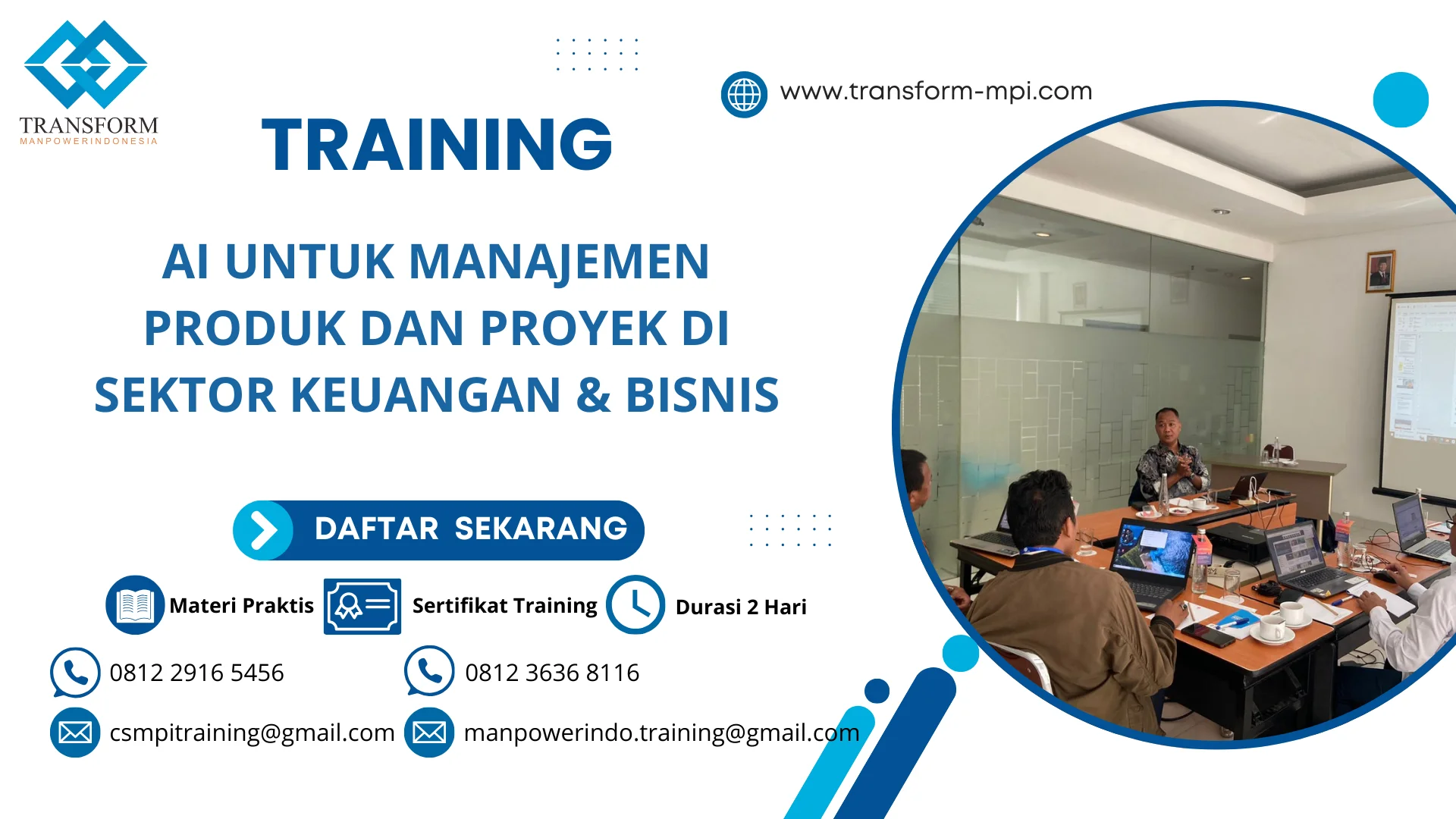 TRAINING AI UNTUK MANAJEMEN PRODUK DAN PROYEK DI SEKTOR KEUANGAN & BISNIS