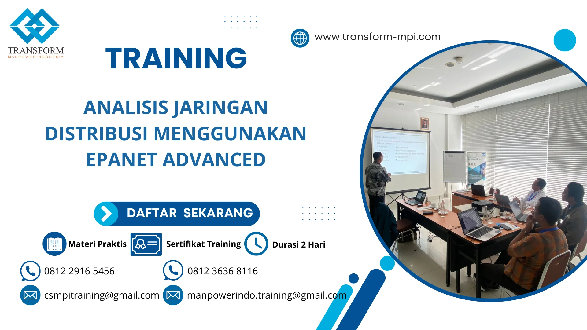 TRAINING ANALISIS JARINGAN DISTRIBUSI MENGGUNAKAN EPANET ADVANCED JAKARTA